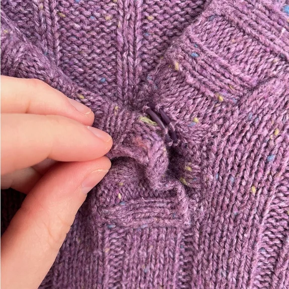 Woolrich Vintage Purple Speckled Snap V Neck Sweater Size Small - Picture 3 of 10
